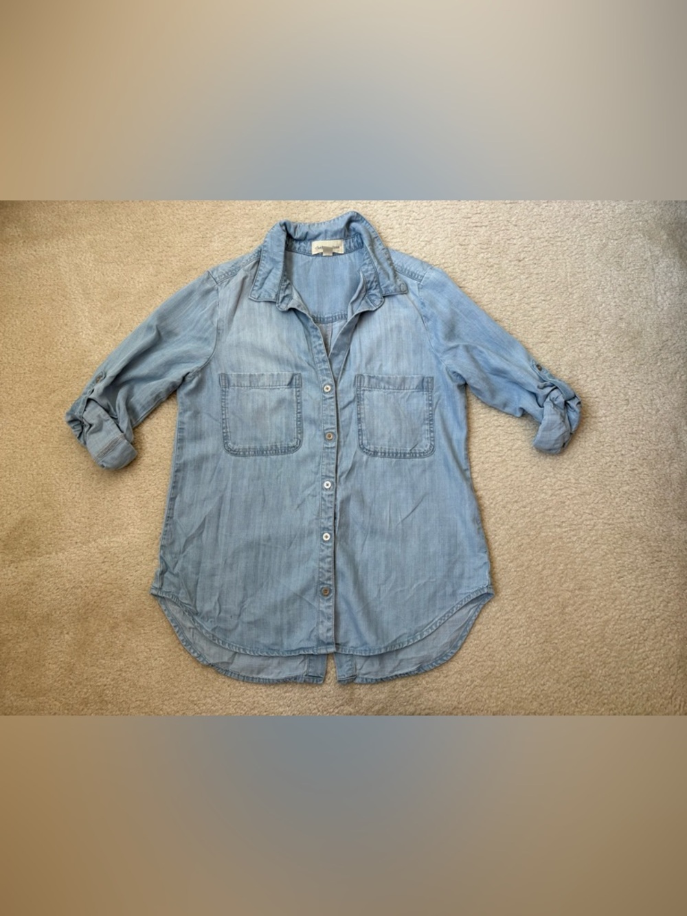 Cloth & Stone relaxed fit denim chambray button down shirt, western boho sz XS